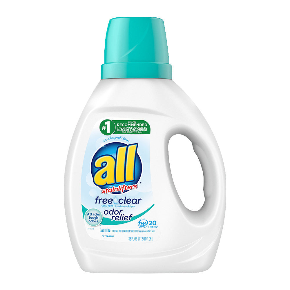 All Liquid Laundry Detergent Free Clear with Odor Relief 20 Loads, 36 Oz